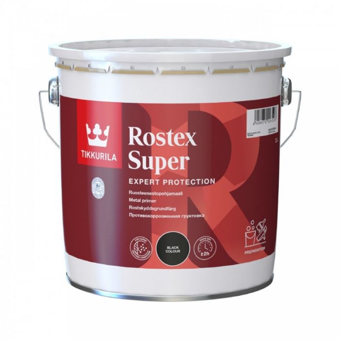 Rostex Super Musta ruosteenestopohjamaali 3L