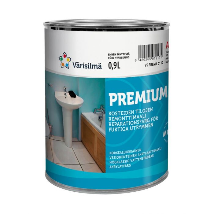 Värisilmä Premium kosteiden tilojen puolihimmeä maali 0,9L