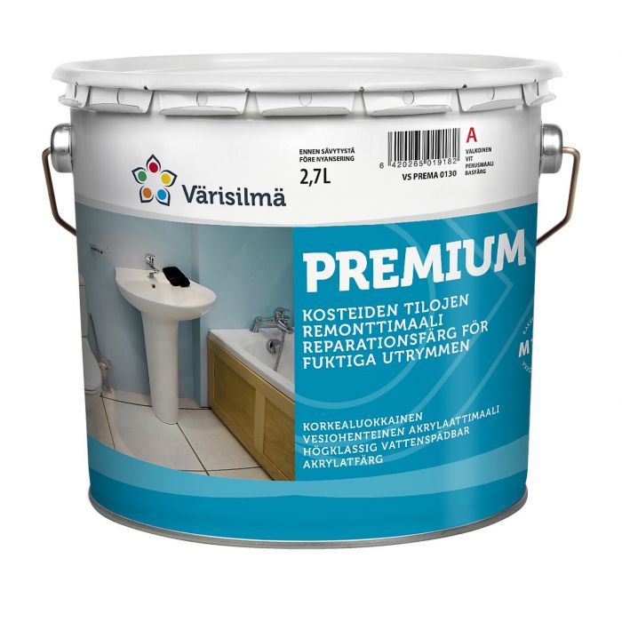 Värisilmä Premium kosteiden tilojen puolihimmeä maali 2,7L