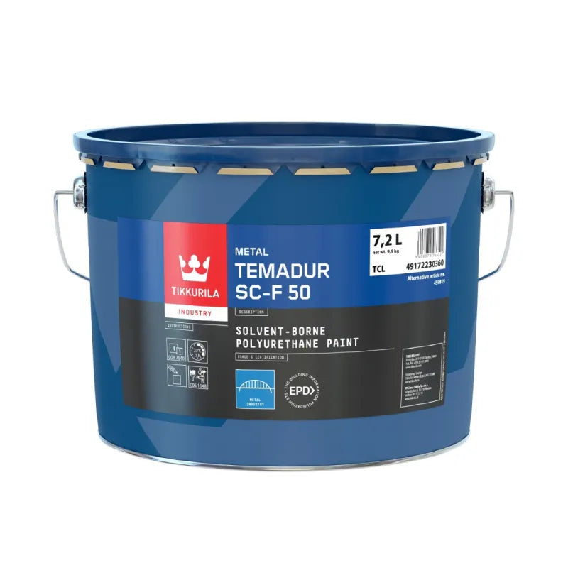 Temadur SC-F-50 Puolikiiltävä, 2-K Suoraan metallille - Polyuretaanimaali   7,2L
