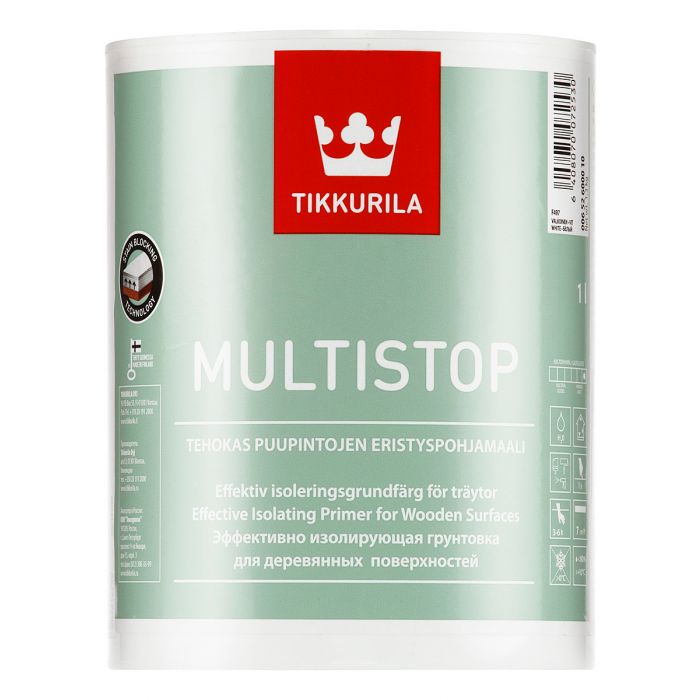 Multistop Eristyspohjamaali puupinnoille Valkoinen 1L