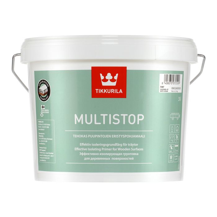 Multistop Eristyspohjamaali puupinnoille Valkoinen 3L