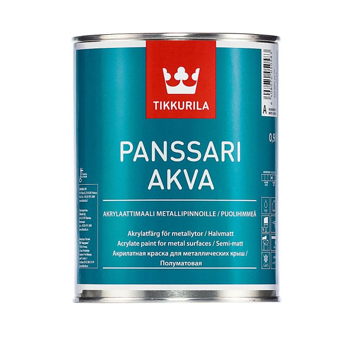 Panssari Akva puolihimmeä peltikattomaali 0,9L