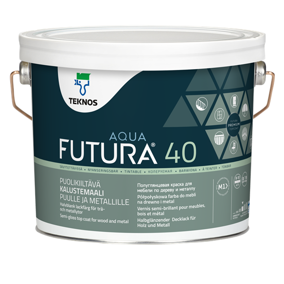 Futura  Aqua 40 Puolikiiltävä kalustemaali puulle ja metallille 9L
