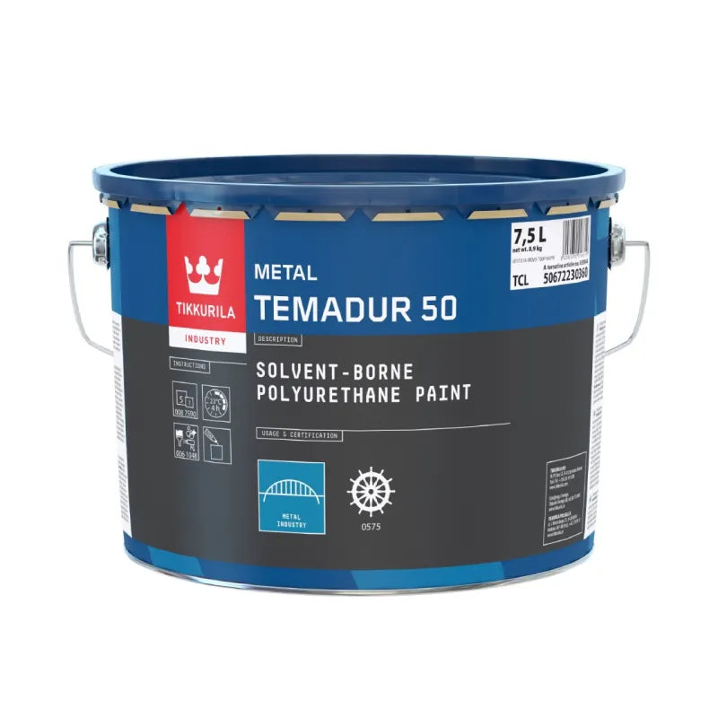 Temadur 50, 2-K Puolikiiltävä Polyuretaanimaali 7,5 L