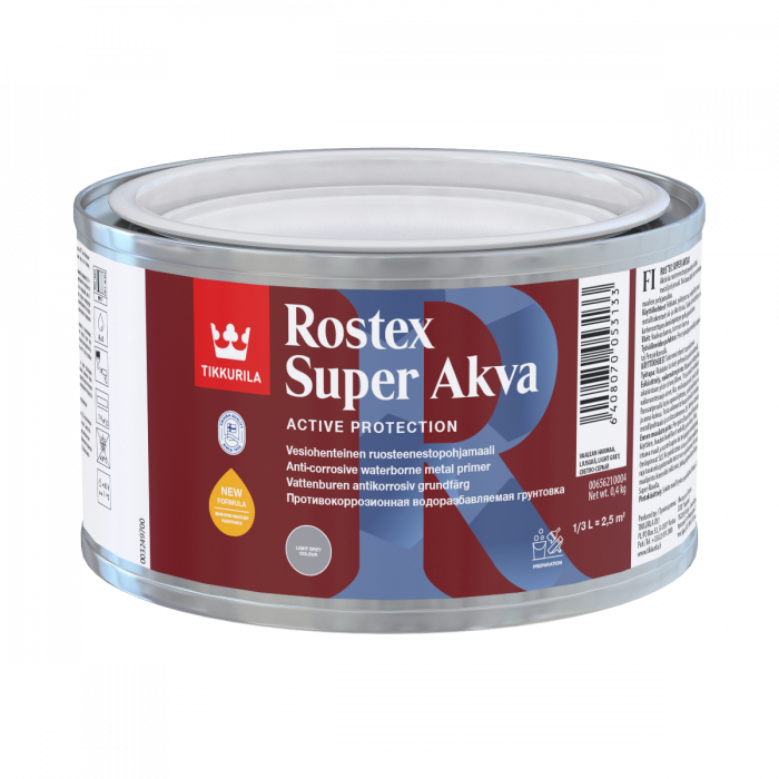 Rostex Super Akva vaalean harmaa ruosteenestopohjamaali 0,3L