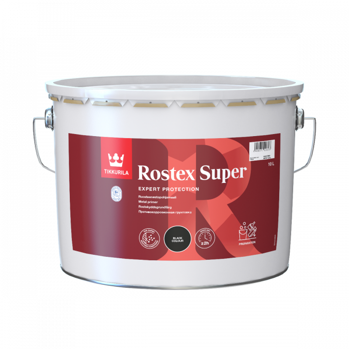 Rostex Super Musta ruosteenestopohjamaali 10L