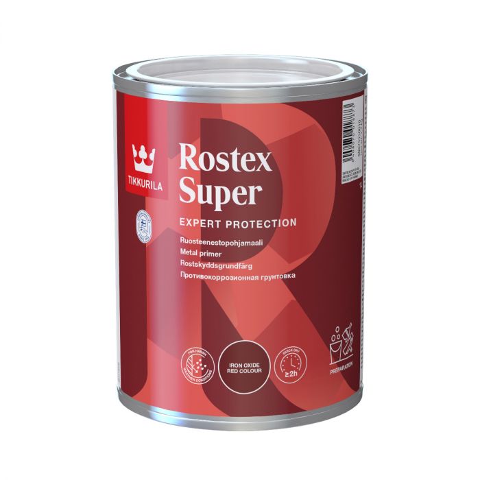 Rostex Super Rautaoksidin Punainen ruosteenestopohjamaali 1L
