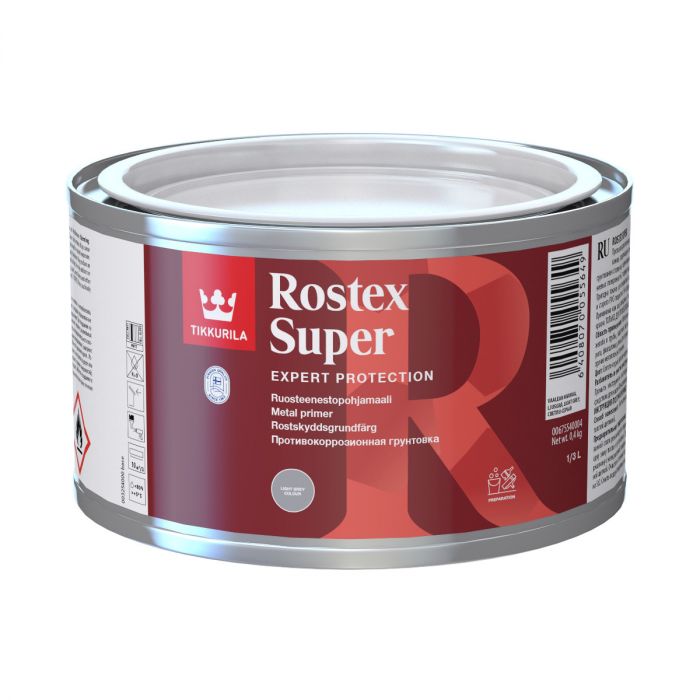 Rostex Super Vaalean Harmaa ruosteenestopohjamaali 0,3L