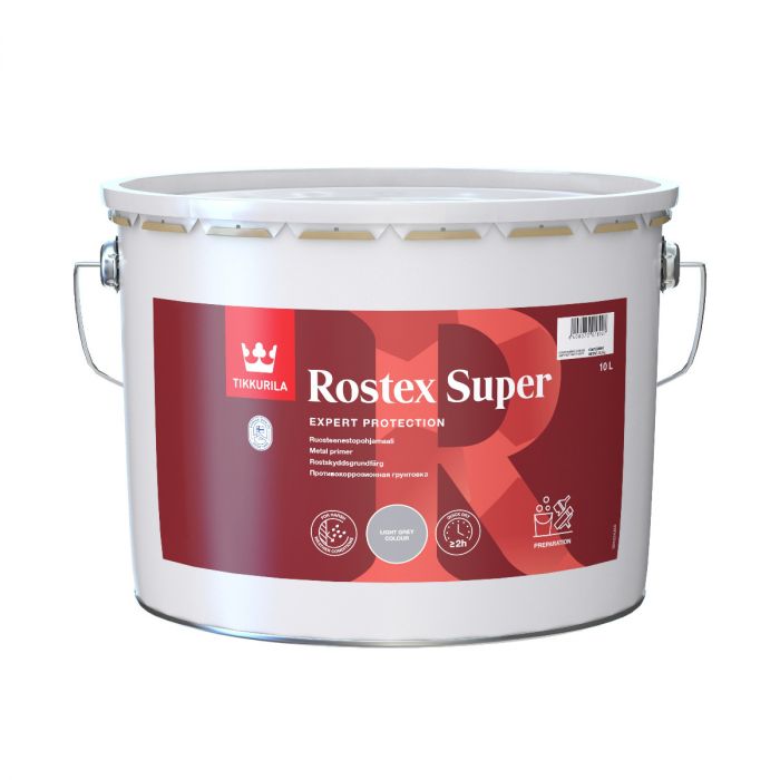 Rostex Super Vaalean Harmaa ruosteenestopohjamaali 10L