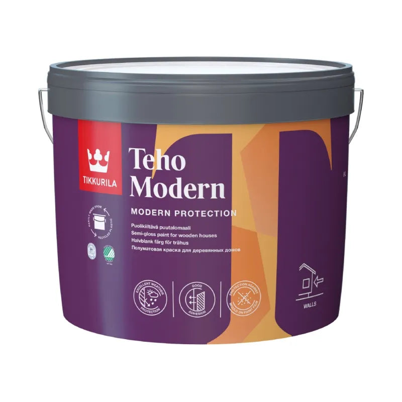 Teho Modern - Puolikiiltävä akrylaattivahvisteinen alkydimaali puujulkisivuille 9L