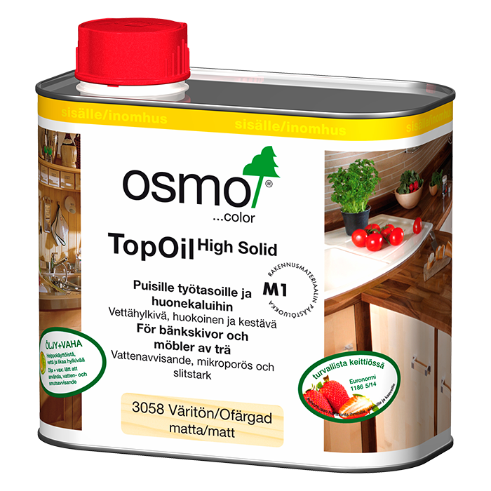 Osmo Topoil Keittiön puutasoille 3058 0,5L Väritön, Matta