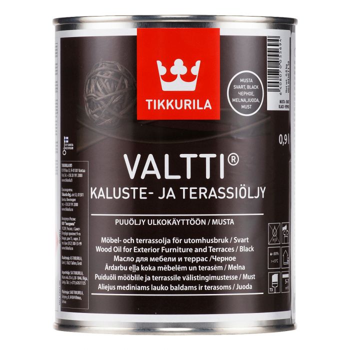 Valtti Kaluste- ja terassiöljy musta 0,9L