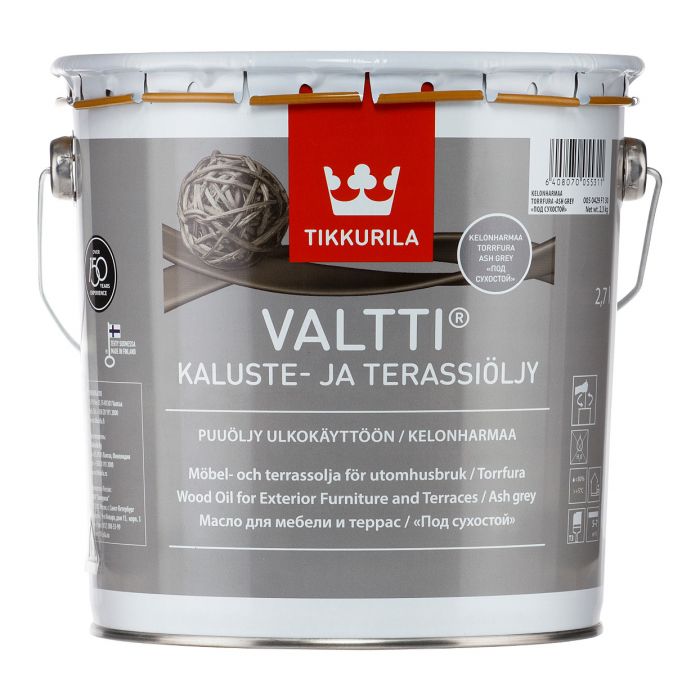 Valtti Kaluste- ja terassiöljy kelonharmaa 2,7L