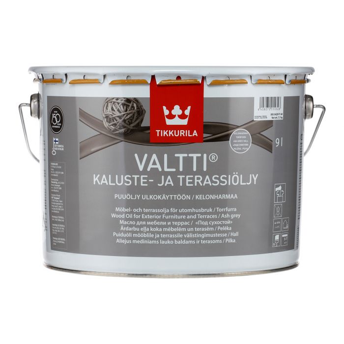 Valtti Kaluste- ja terassiöljy kelonharmaa 9L