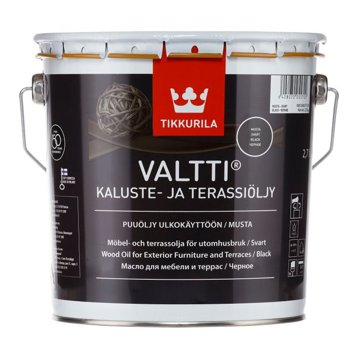 Valtti Kaluste- ja terassiöljy musta 9L